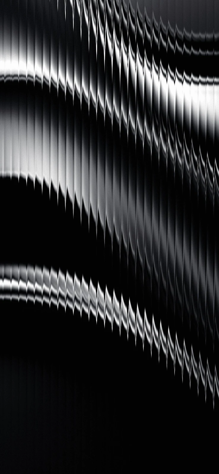Monochrome Metallic Wave Pattern - Abstract Digital Art 2K iPhone Wallpaper (1512x3275)
