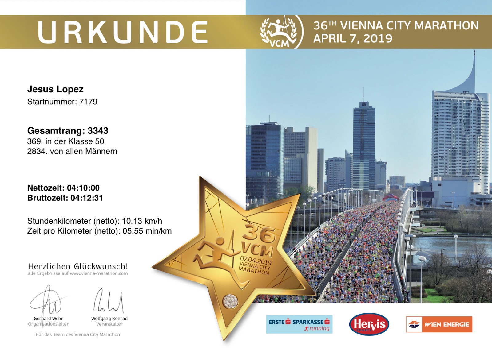 Diploma de VIENNA CITY MARATHON
