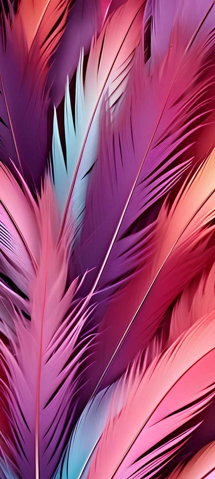 Abstract Pink and Purple Feathers - Digital Art 2K iPhone Wallpaper (1440x3200)