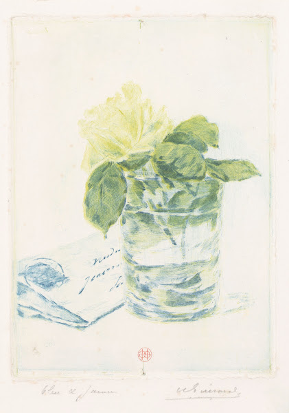 Letter next to a vase with a rose 1856 1897