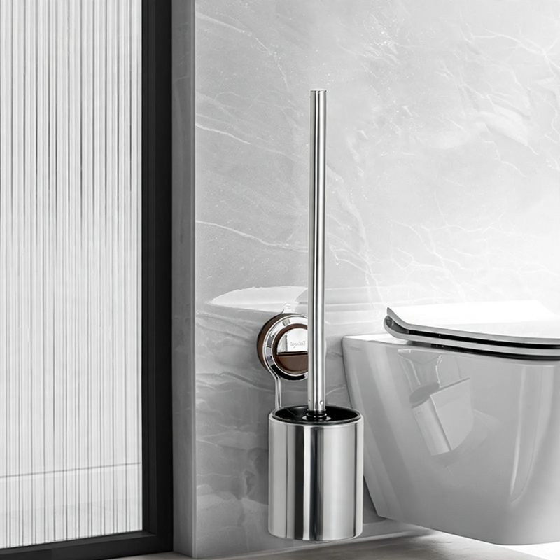 Toilettenbürste aus Edelstahl mit Saugnapf