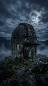 Abandoned Observatory Night Fog Moonlight Wallpaper