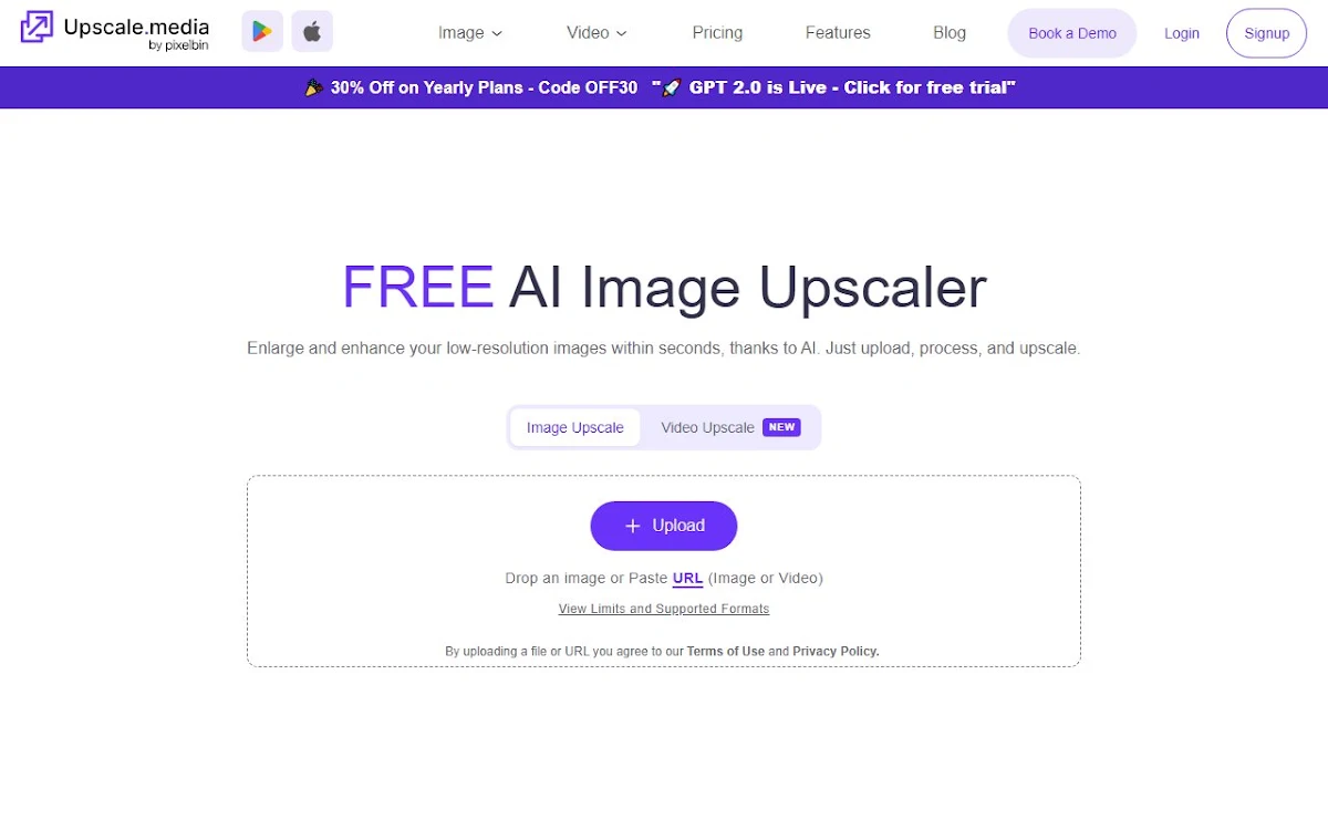 Captura de AI Image Upscaler by Upscale.media