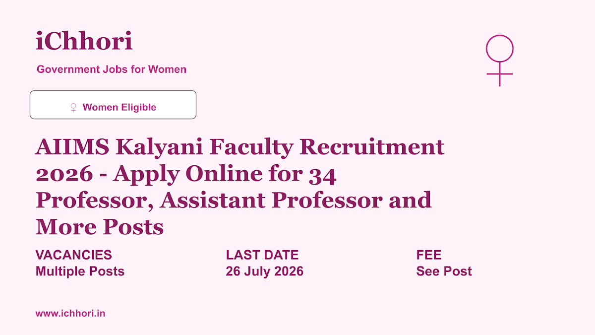 AIIMS Kalyani Faculty Recruitment 2026 - Apply Online for 34 Professor, Assistant Professor and More Posts - iChhori