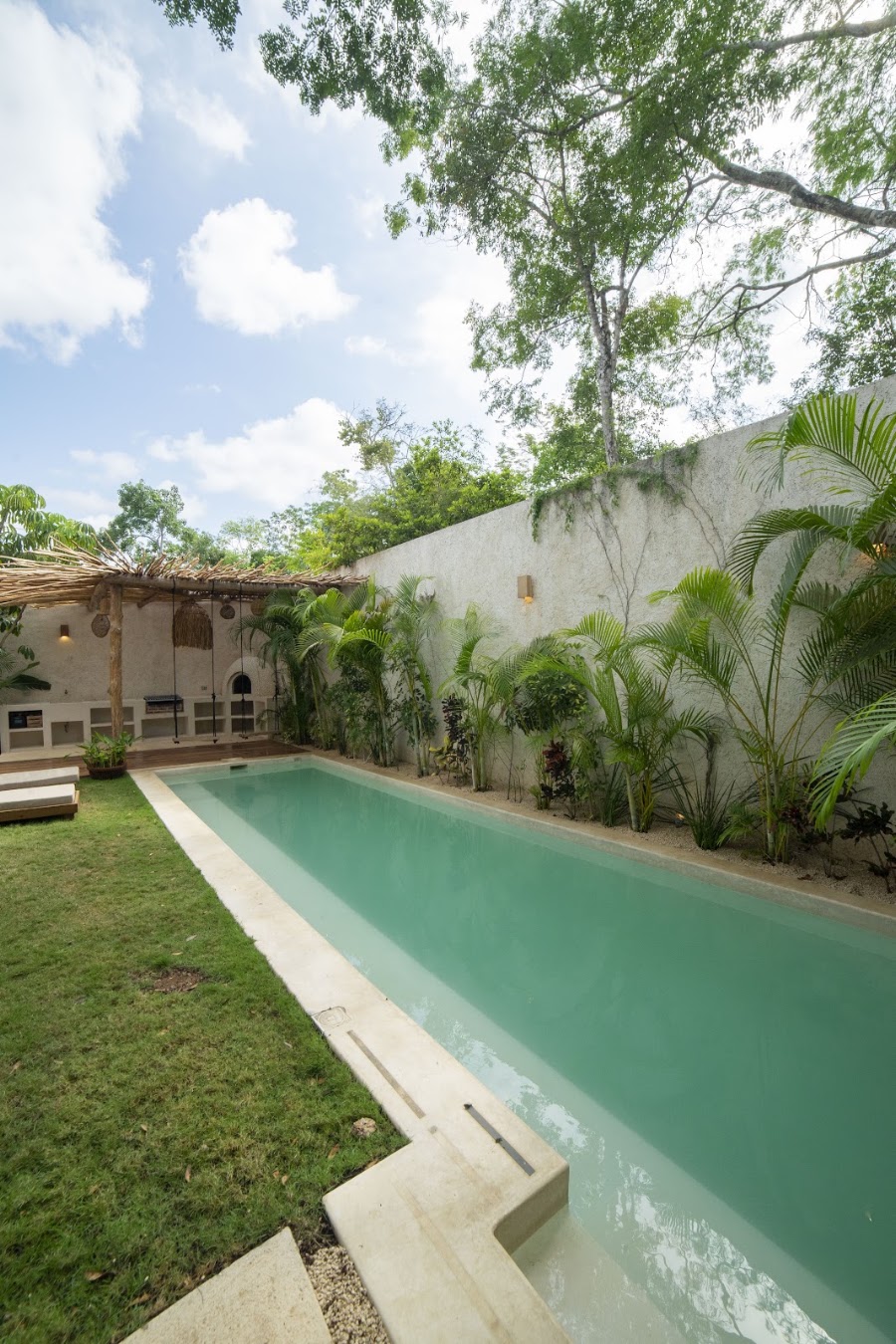 Pool surrounded by tropical planting