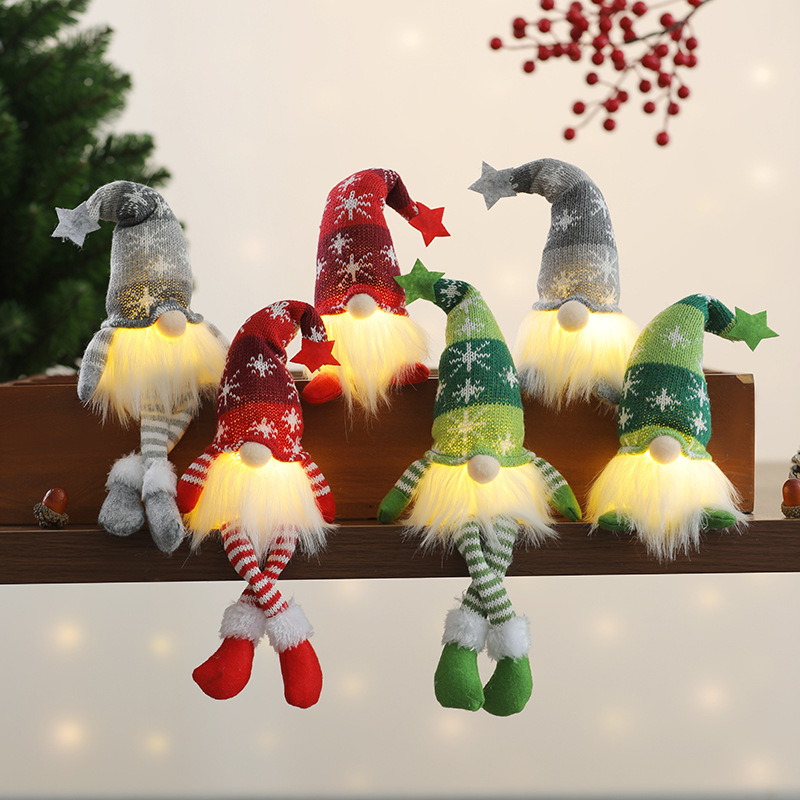 Christmas gnome figure with LED lighting and star hat