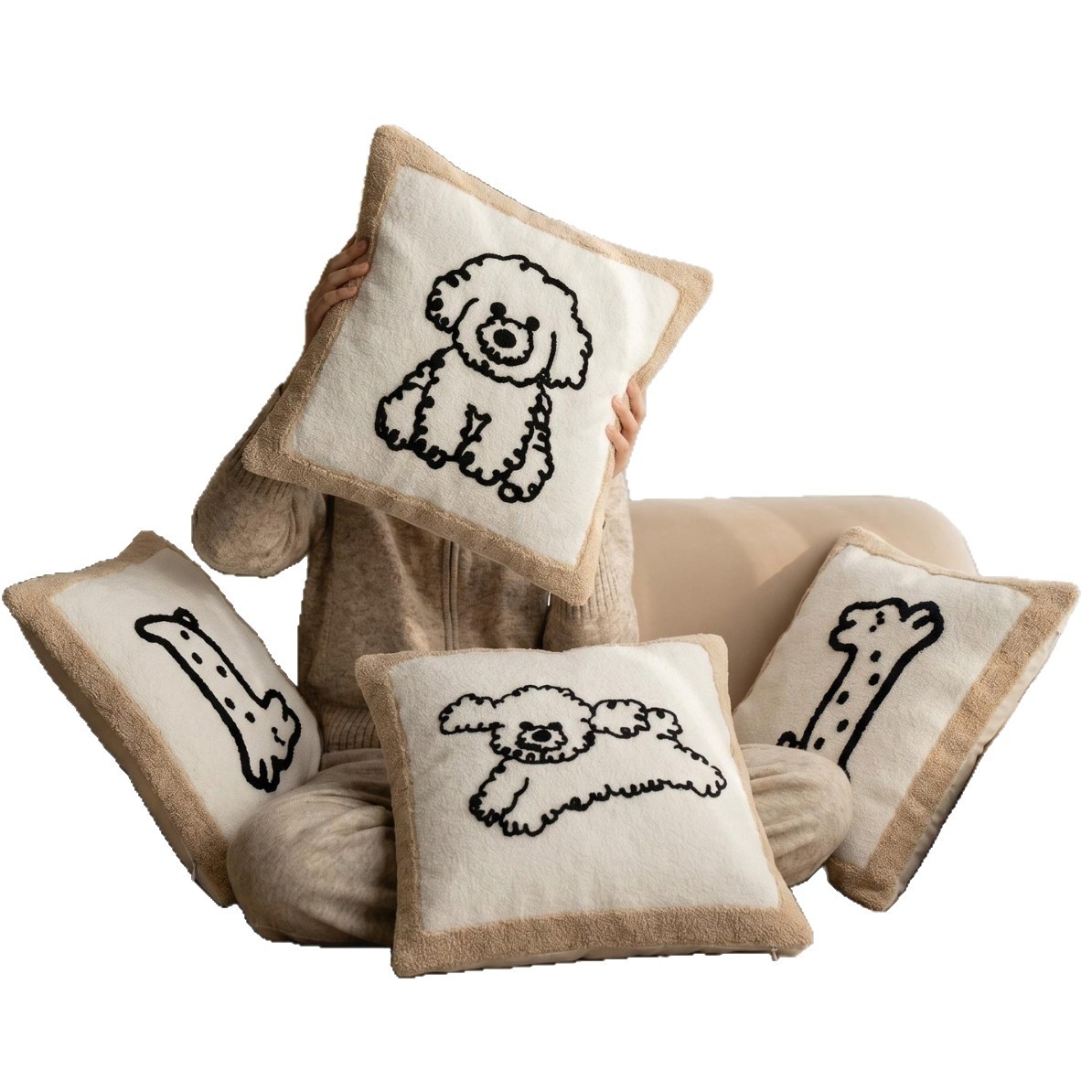 Lendenkissen mit Tiermotiven, Polyester, mit Quasten