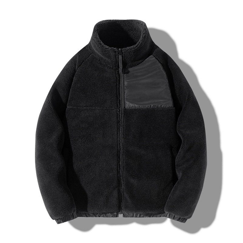 Unisex Lammfell-Jacke mit Stehkragen, gefüttert