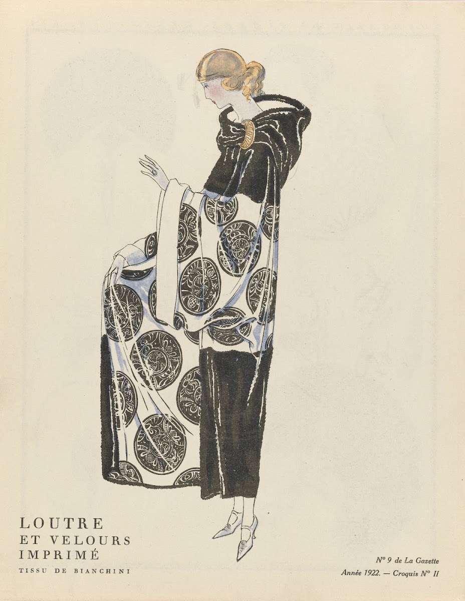 Loutre et velours imprimé Tissu de Bianchini 1922