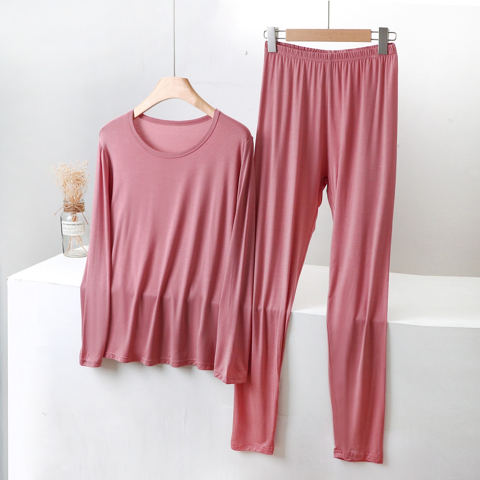 Women's Thermal Underwear Set, Modal, Round Neck, Plus Sizes