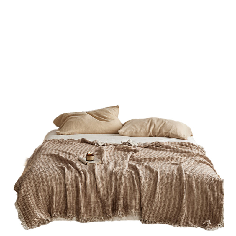 Cotton gauze blanket, checked, for sofa and bed