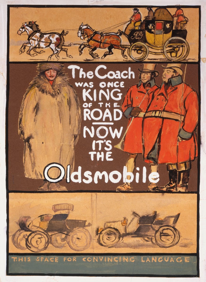 The coach was once king of the road  now its the Oldsmobile 1910