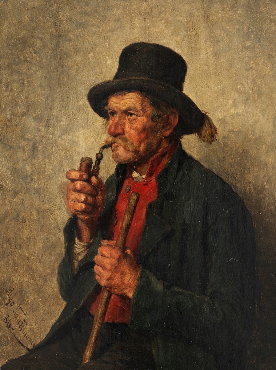 Alter Bauer mit Pfeife 1886
