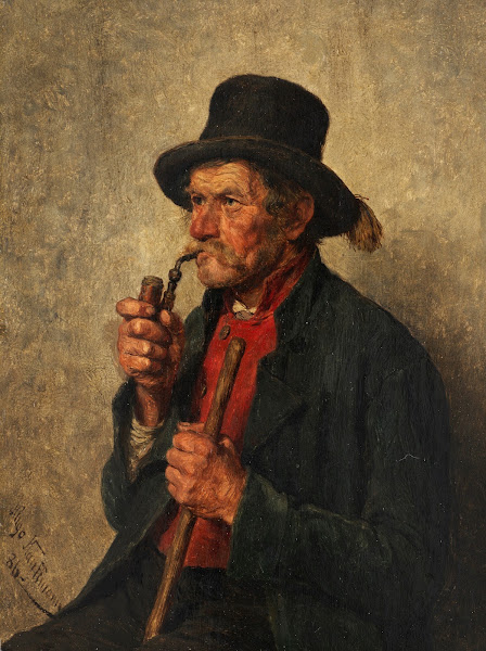 Alter Bauer mit Pfeife 1886