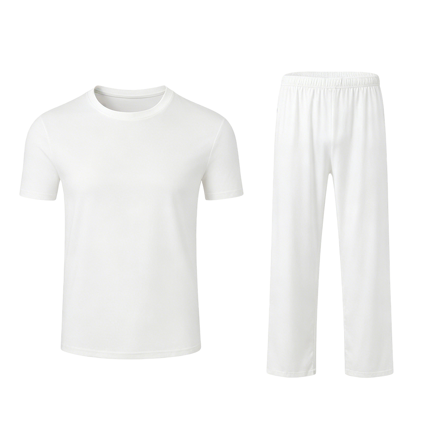 AOP Universal Short Sleeve & Straight Sleep Pants Set (Milk Silk)