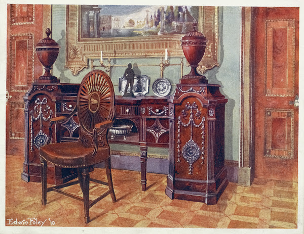 Carved mahogany pedestal sideboard Oval wheel back masters chair 1910   1911