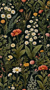 Vintage Floral Pattern on Dark Background