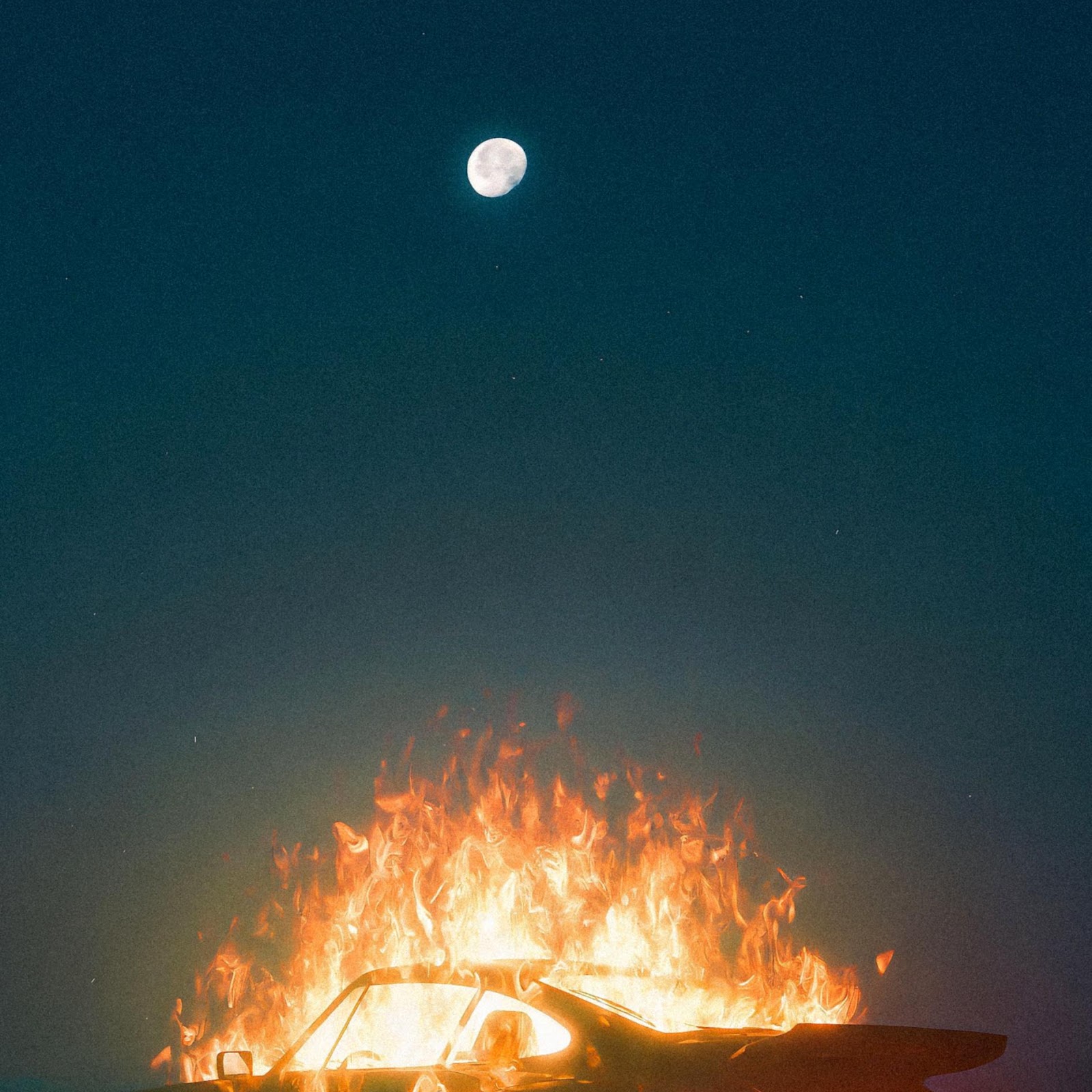 Download Burning Sports Car Under Moon 2K iPhone