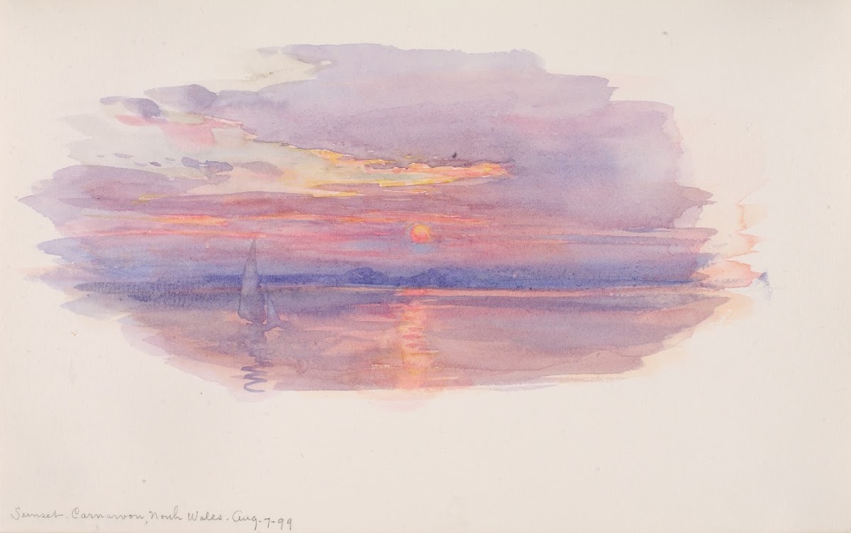 Sunset Caernarvon North Wales 1899
