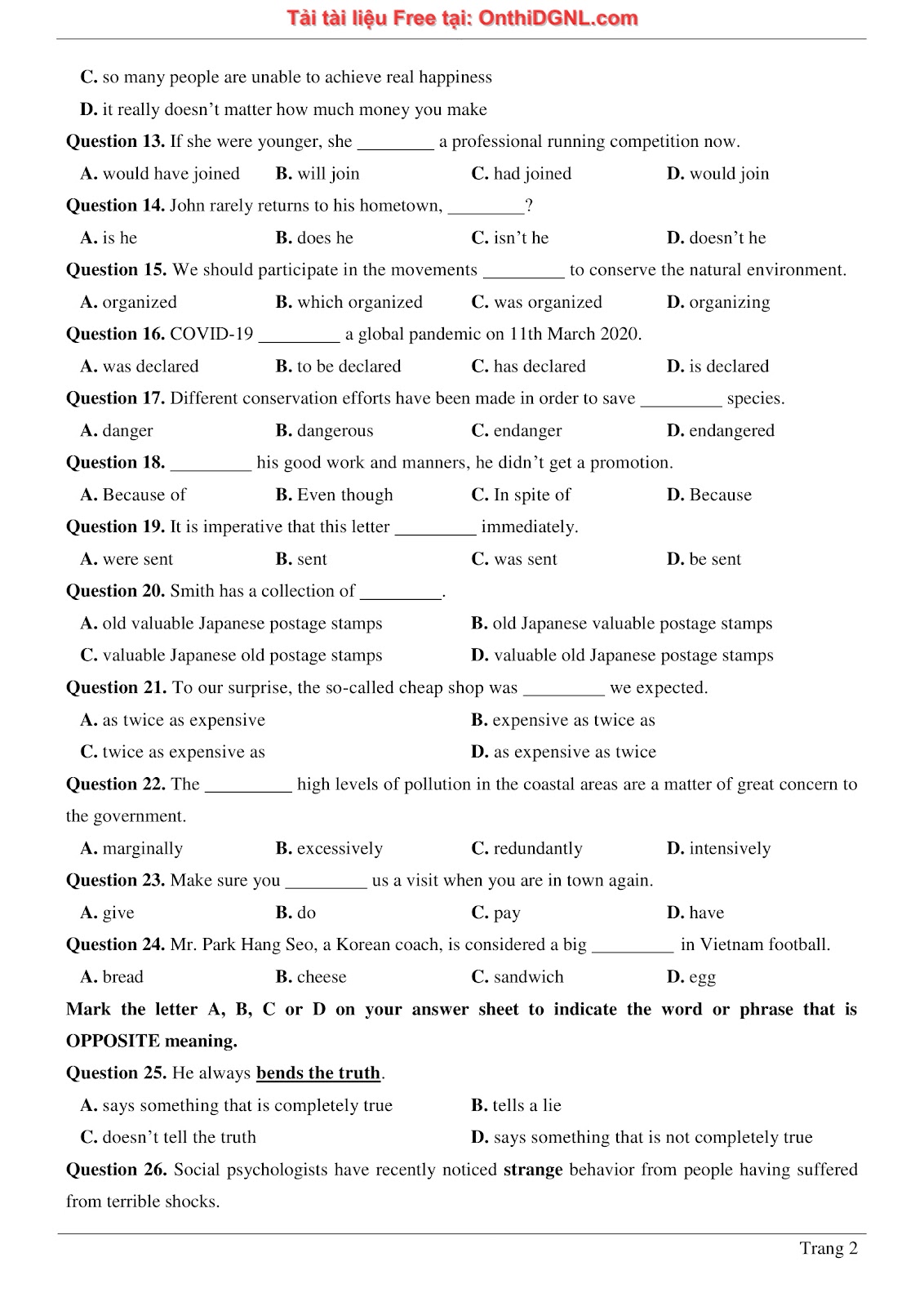 660 bài tập môn Tiếng Anh - Ôn thi ĐGNL ĐHBK Hà Nội Phần 1