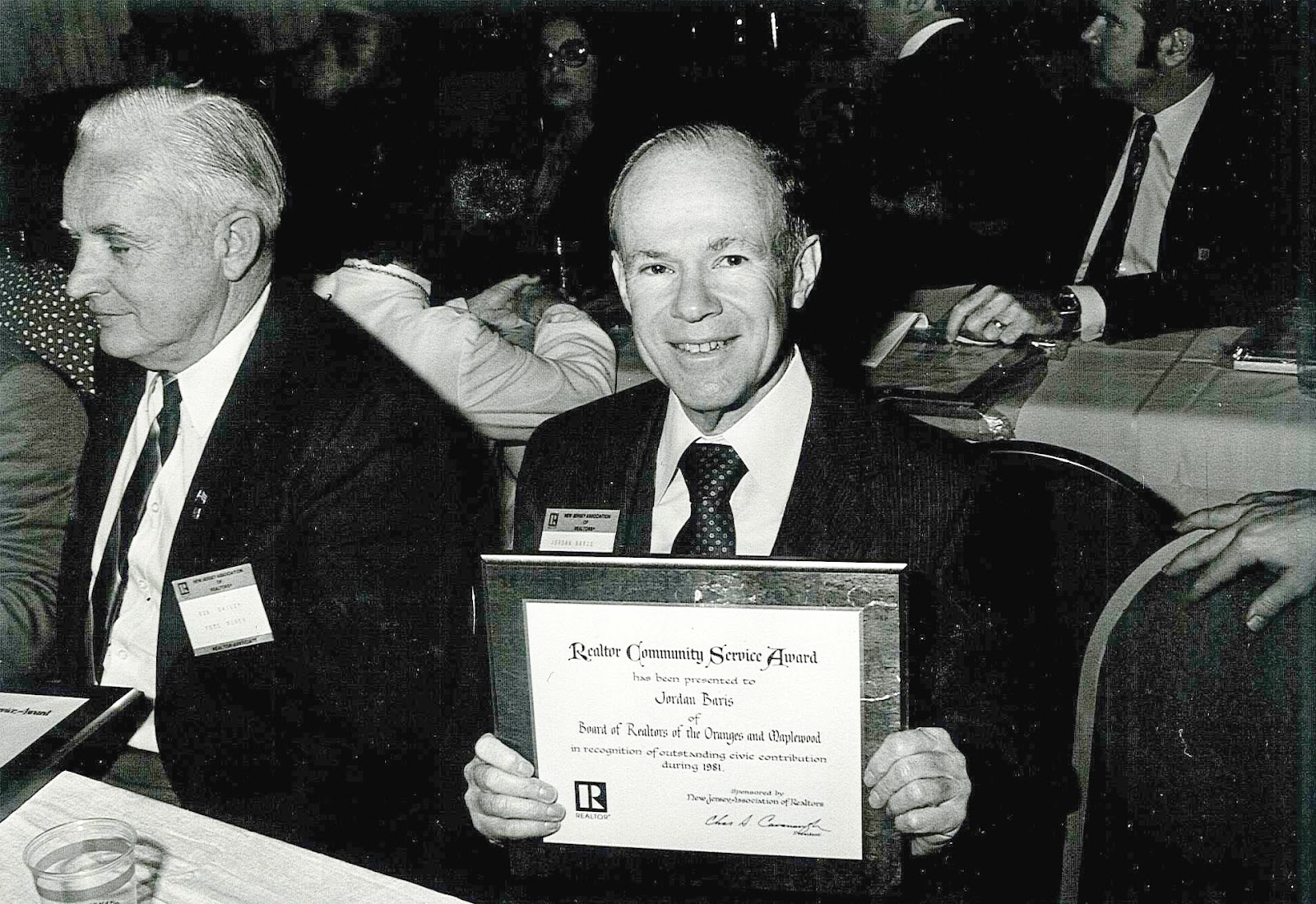 Jordan Baris receiving the Realtor Community Service Award, 1981