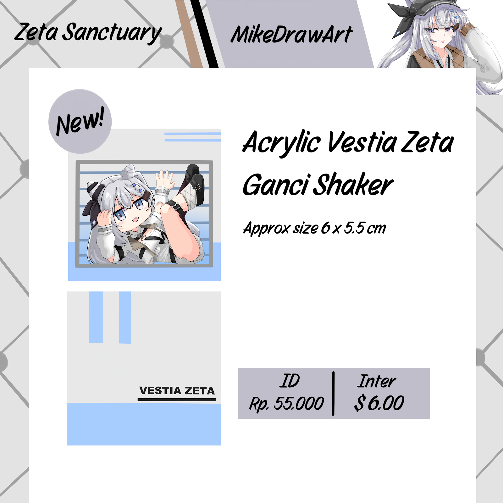 Acrylic Vestia Zeta Ganci Shaker by MikeDrawArt