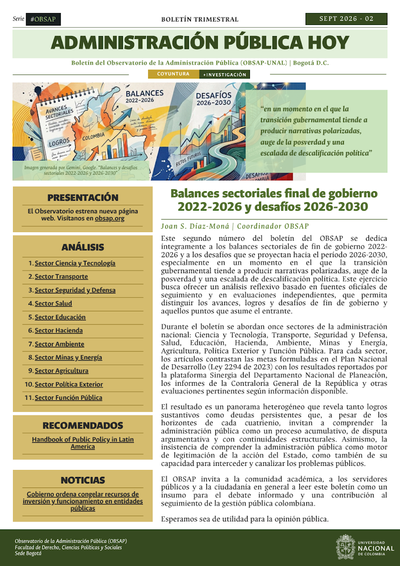 Boletín OBSAP 6: Balances sectoriales final de gobierno 2022-2026 y desafíos 2026-2030 