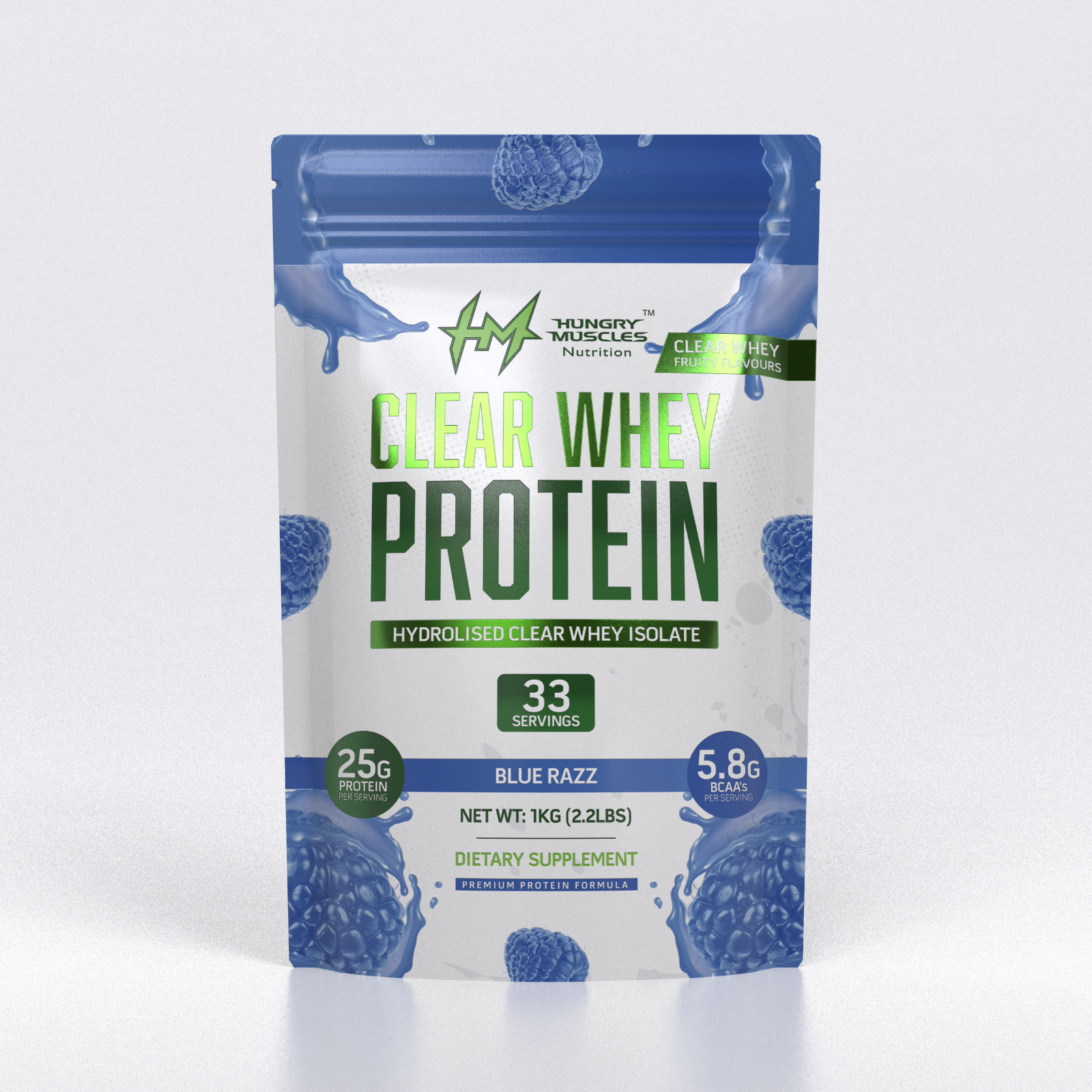 Hungry Muscles Clear Whey — Blue Razz, 1 KG