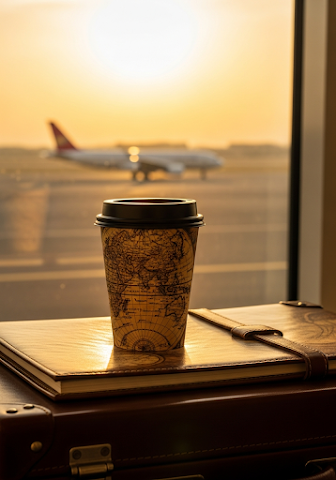 World Map Coffee Cup Airport Travel