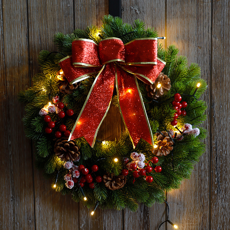 Handgefertir Weihnachtskranz mit LED-Beleuchtung