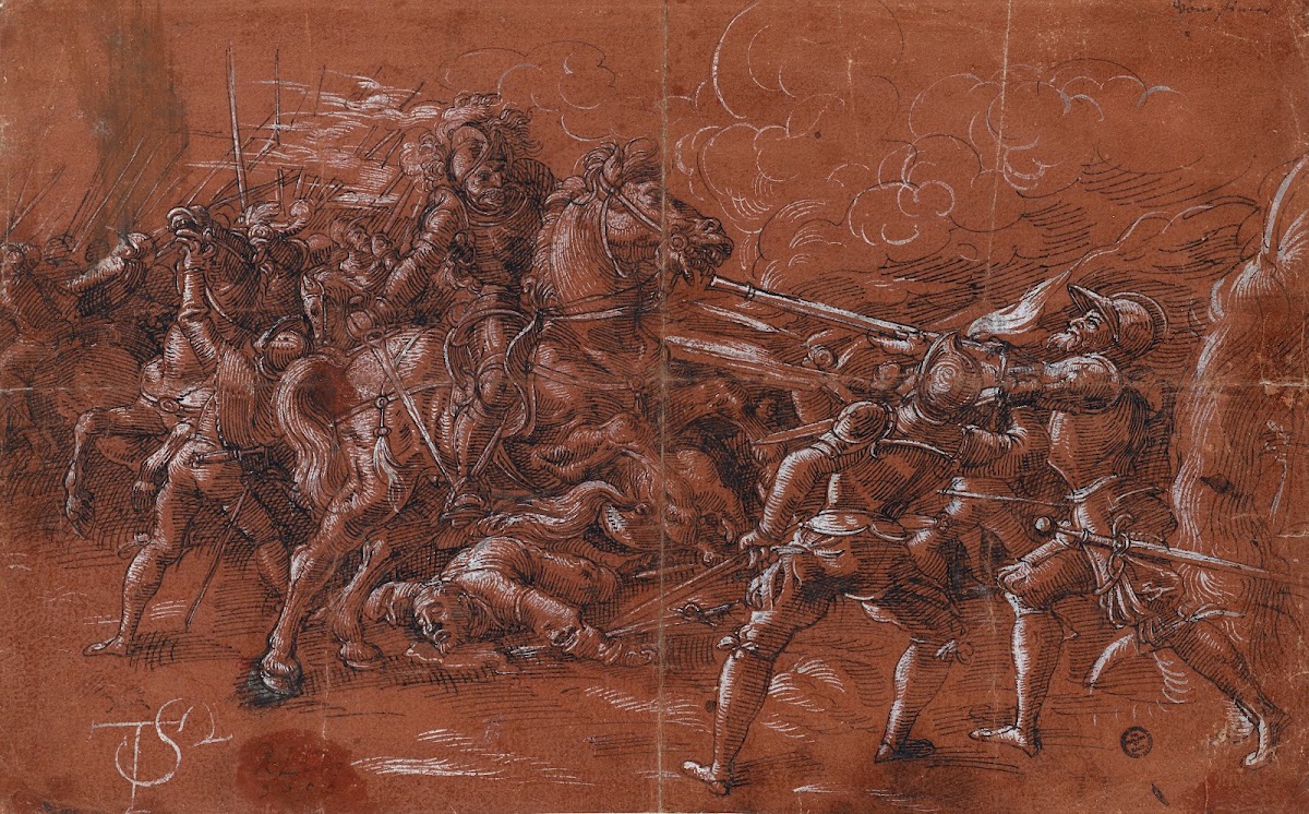 Fight between horsemen and infantry 1575
