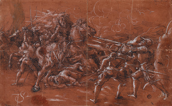 Fight between horsemen and infantry 1575