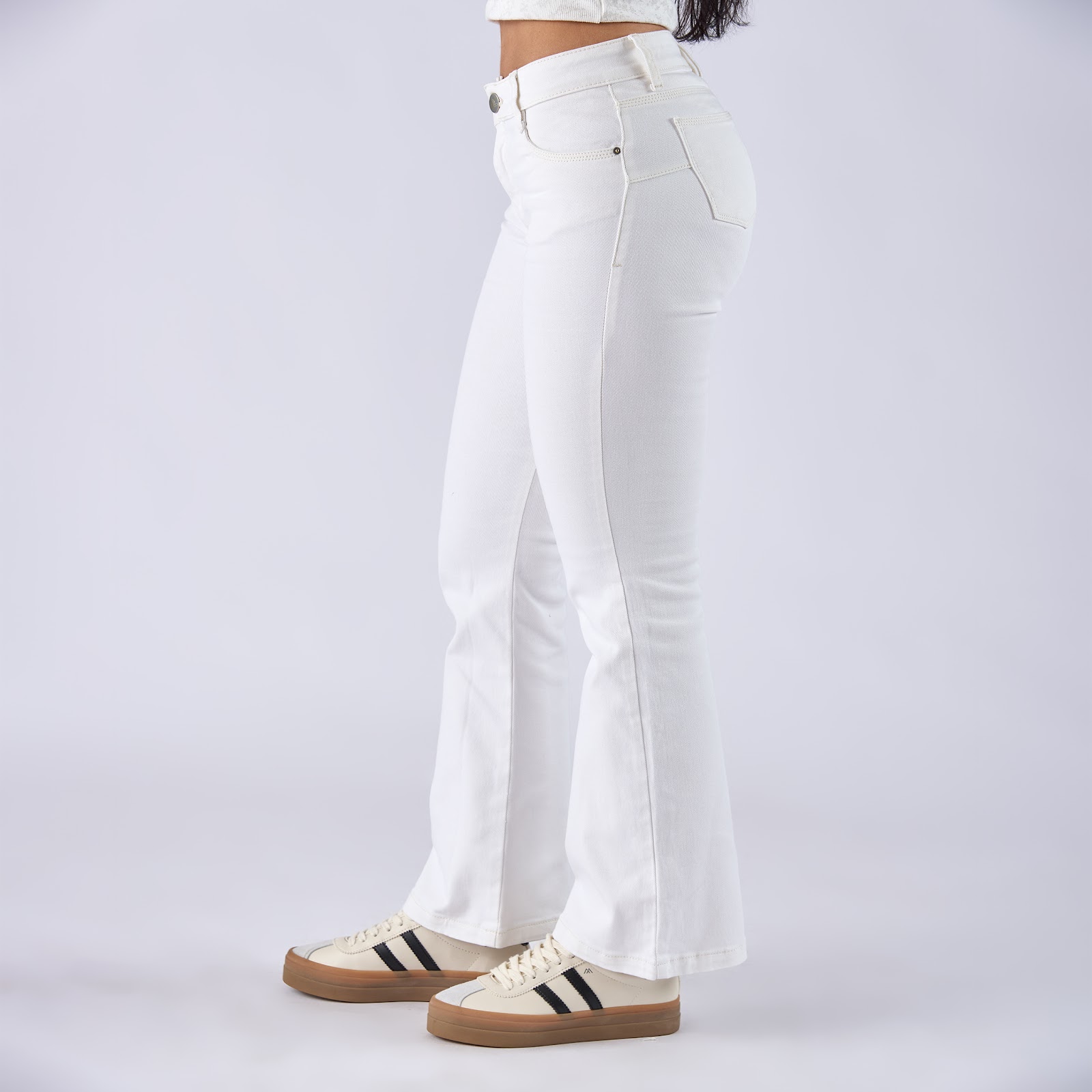 Jean dama wide leg tiro alto licrado, color Gris Humo - Vista 3