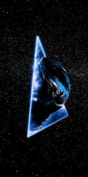 Planet, Triangle, Galaxy, Neon, Abstract 5K iPhone Wallpaper Background