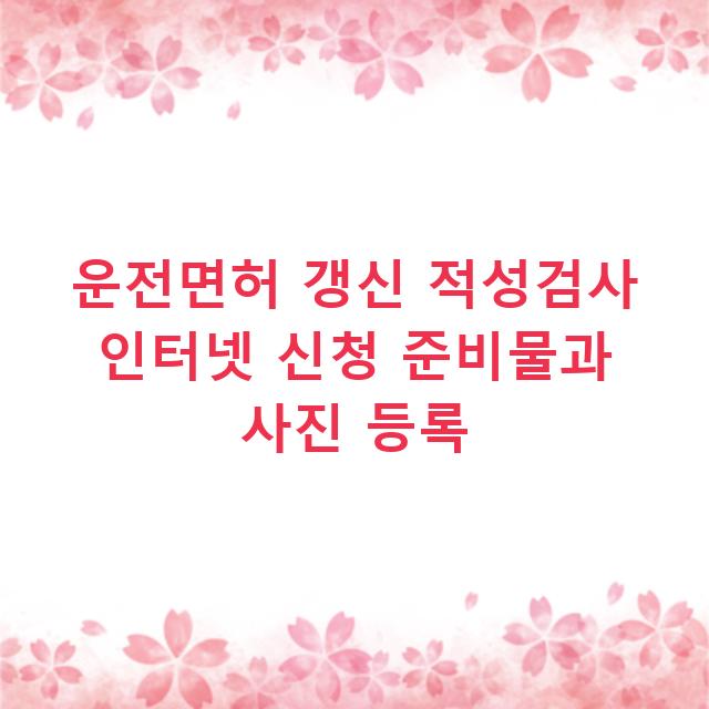 운전면허 갱신 적성검사 인터넷 신청 준비물과 사진 등록