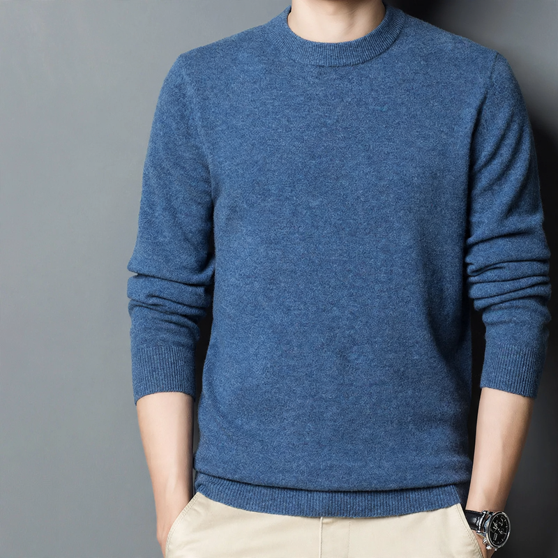 Men's wool sweater, round neck, thick, large sizes