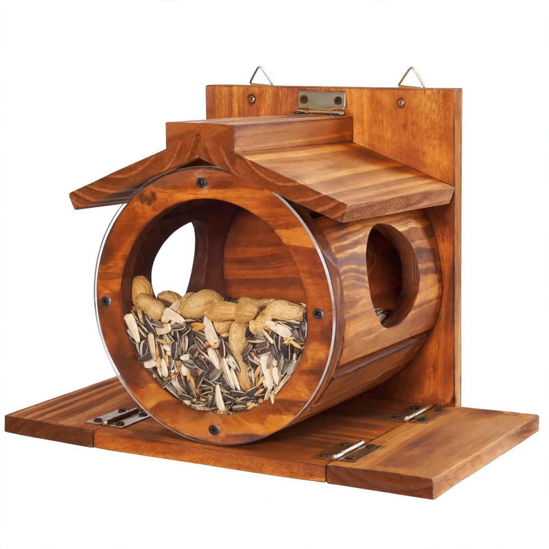 Wooden Wall Feeding Station for Squirrels