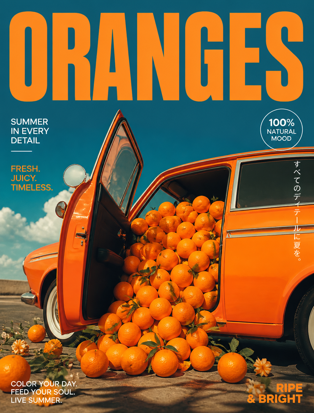 Póster editorial con colores llamativos y