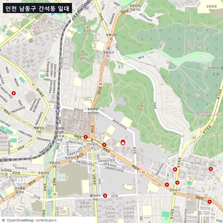 인천 남동구 간석동 일대 광역 위치도