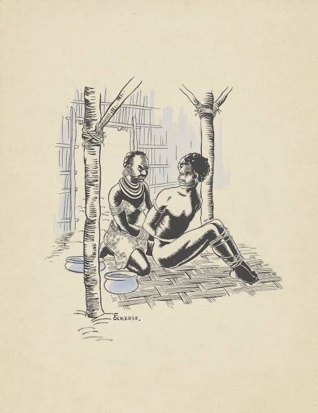 Nieuw Guineese vrouw houdt een man gevangen 1936