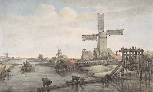 View of a Canal with Three Windmills late 18thearly 19th century