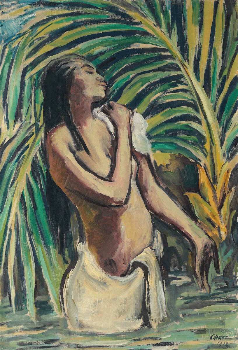 Badendes Hindumädchen 1913