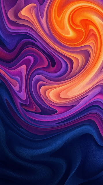 Abstract Swirling Shapes with Orange to Deep Purple Gradients - Free mobile Wallpaper