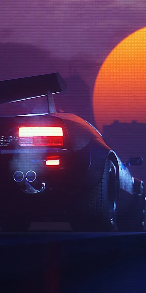 Outrun, Synthwave, Sunset, Retro 4K Wallpaper Background