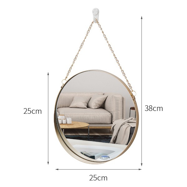 Wall mirror with iron frame, round
