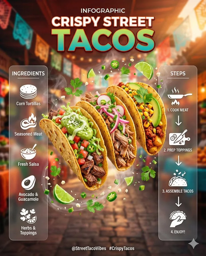 Infografía con la receta de tacos mexicanos que se ha vuelto viral