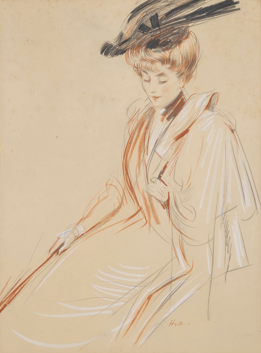 Portrait de femme au chapeau à plumes