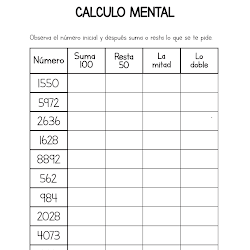 Calculo mental para 4 5 y 6 grado