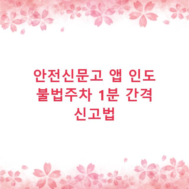 안전신문고 앱 인도 불법주차 1분 간격 신고법