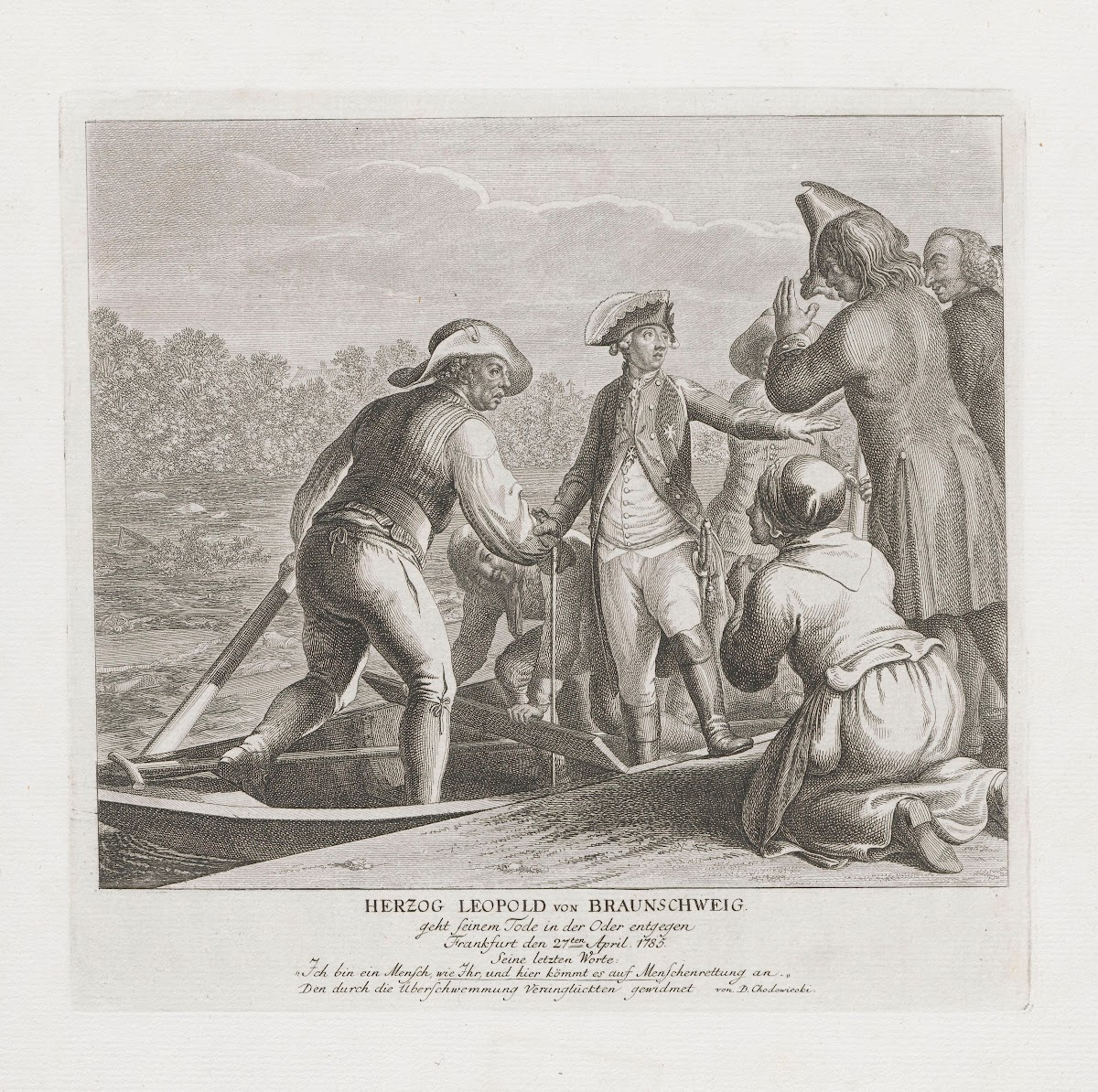 Last hours of the life of Prince Leopold of Brunswick before his death in the Od